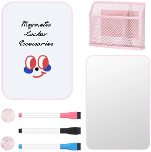 8-Piece Locker Accessories Kit, Magnetic Locker Organizer, Pink Locker Decorations for Girls, Magnetic Mirror, Dry Erase Whiteboard, Pen Holder, Dry Erase Markers, Magnets 8-Piece Locker Accessories Kit, Magnetic Locker Organizer, Pink Locker Decorations for Girls, Magnetic Mirror, Dry Erase Whiteboard, Pen Holder, Dry Erase Markers, Magnets