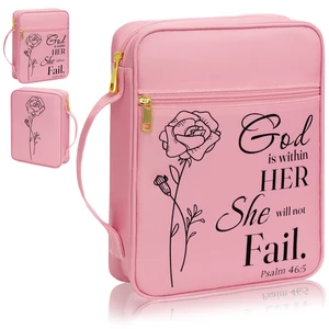 Bible Cover for Women, Bible Holder, Bible Cover Carrier Carrying Organizer Bag, Zipper and Pockets for Standard Size Bible, Gift for Women boy (Pink-Rose) Bible Cover for Women, Bible Holder, Bible Cover Carrier Carrying Organizer Bag, Zipper and Pockets for Standard Size Bible, Gift for Women boy (Pink-Rose)