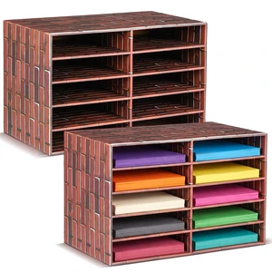 2 Pack 10 Slots Construction Paper Storage, Classroom Mailboxes, Back to School Literature Cardboard Paper Organizer for Teacher, Office, 19.7 x 12.4 x 11.8 Inches (Red and Brown,Brick) 2 Pack 10 Slots Construction Paper Storage, Classroom Mailboxes, Back to School Literature Cardboard Paper Organizer for Teacher, Office, 19.7 x 12.4 x 11.8 Inches (Red and Brown,Brick)