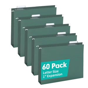 Extra Capacity Hanging File Folders, 60 Pack Reinforced Letter Size Hanging Folders with Heavy Duty 1 Inch Expansion, Designed for Bulky Files, Medical Charts, Green Extra Capacity Hanging File Folders, 60 Pack Reinforced Letter Size Hanging Folders with Heavy Duty 1 Inch Expansion, Designed for Bulky Files, Medical Charts, Green