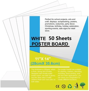 50Pcs 11" x 14" Poster Board White Small Poster Board Bulk, 250Gsm Thickness Vision Boards Smart Poster Paper for School Arts Craft Projects Presentations Drawing Scrapbooking Graphic Display 50Pcs 11" x 14" Poster Board White Small Poster Board Bulk, 250Gsm Thickness Vision Boards Smart Poster Paper for School Arts Craft Projects Presentations Drawing Scrapbooking Graphic Display