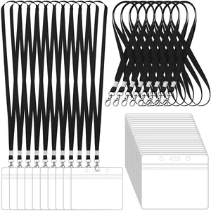 100 Pack Lanyards for ID Badges with Clear Name Tags, Reusable Lanyards Horizontal ID Card Badge Holders Plastic Name Badges for Men Women Kids Business School and Office Supplies (Black) 100 Pack Lanyards for ID Badges with Clear Name Tags, Reusable Lanyards Horizontal ID Card Badge Holders Plastic Name Badges for Men Women Kids Business School and Office Supplies (Black)