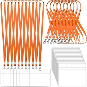 100 Pack Lanyards for ID Badges with Clear Name Tags, Reusable Lanyards Horizontal ID Card Badge Holders Plastic Name Badges for Men Women Kids Business School and Office Supplies (Orange) 100 Pack Lanyards for ID Badges with Clear Name Tags, Reusable Lanyards Horizontal ID Card Badge Holders Plastic Name Badges for Men Women Kids Business School and Office Supplies (Orange)