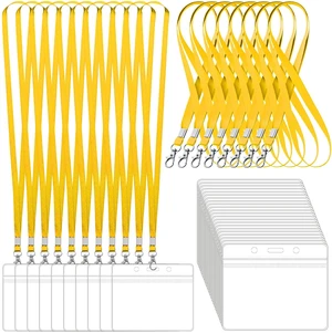 100 Pack Lanyards for ID Badges with Clear Name Tags, Reusable Lanyards Horizontal ID Card Badge Holders Plastic Name Badges for Men Women Kids Business School and Office Supplies (Yellow) 100 Pack Lanyards for ID Badges with Clear Name Tags, Reusable Lanyards Horizontal ID Card Badge Holders Plastic Name Badges for Men Women Kids Business School and Office Supplies (Yellow)