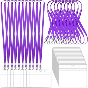 100 Pack Lanyards for ID Badges with Clear Name Tags, Reusable Lanyards Horizontal ID Card Badge Holders Plastic Name Badges for Men Women Kids Business School and Office Supplies (Purple) 100 Pack Lanyards for ID Badges with Clear Name Tags, Reusable Lanyards Horizontal ID Card Badge Holders Plastic Name Badges for Men Women Kids Business School and Office Supplies (Purple)