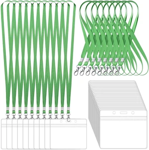 100 Pack Lanyards for ID Badges with Clear Name Tags, Reusable Lanyards Horizontal ID Card Badge Holders Plastic Name Badges for Men Women Kids Business School and Office Supplies (Green) 100 Pack Lanyards for ID Badges with Clear Name Tags, Reusable Lanyards Horizontal ID Card Badge Holders Plastic Name Badges for Men Women Kids Business School and Office Supplies (Green)