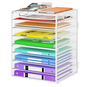 9 Tier Paper Organizer with Handle, White Large Capacity Desk Organizer Mesh File Folder Letter Paper Tray Desktop Document Sorter for Classroom, School, and Office Accessories Organization 9 Tier Paper Organizer with Handle, White Large Capacity Desk Organizer Mesh File Folder Letter Paper Tray Desktop Document Sorter for Classroom, School, and Office Accessories Organization