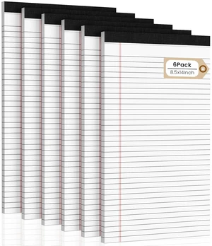 Legal Pads 8.5 x 14 Note Pads, 6 Pack Writing Pads Wide Ruled White Notepad Micro Perforated Notepads, Double-Side Printed Lined Paper Pads 30 Sheets per Notepad, Legal Pads for Home, Office, School Legal Pads 8.5 x 14 Note Pads, 6 Pack Writing Pads Wide Ruled White Notepad Micro Perforated Notepads, Double-Side Printed Lined Paper Pads 30 Sheets per Notepad, Legal Pads for Home, Office, School