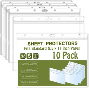 Sheet Protectors 10 Pack 8.5" x 11" Waterproof Resealable Zip Wall Sign Holder Page Protectors Clear Photo Plastic Sleeves for Documents, Photos, and Wall Sign Display (Horizontal, 10 Pack) Sheet Protectors 10 Pack 8.5" x 11" Waterproof Resealable Zip Wall Sign Holder Page Protectors Clear Photo Plastic Sleeves for Documents, Photos, and Wall Sign Display (Horizontal, 10 Pack)