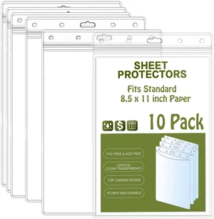 Sheet Protectors 10 Pack 8.5" x 11" Waterproof Resealable Zip Wall Sign Holder Page Protectors Clear Photo Plastic Sleeves for Documents, Photos, and Wall Sign Display Sheet Protectors 10 Pack 8.5" x 11" Waterproof Resealable Zip Wall Sign Holder Page Protectors Clear Photo Plastic Sleeves for Documents, Photos, and Wall Sign Display