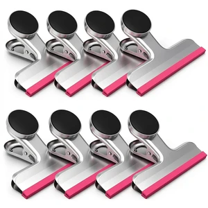 Magnetic Chip Clips, Stainless Steel Chip Bag Clips with Strong Magnet and Silicone Cover, Heavy Duty Food Bag Clip for Kitchen Storage, 8 Pack Pink, 3 Inch Magnetic Chip Clips, Stainless Steel Chip Bag Clips with Strong Magnet and Silicone Cover, Heavy Duty Food Bag Clip for Kitchen Storage, 8 Pack Pink, 3 Inch