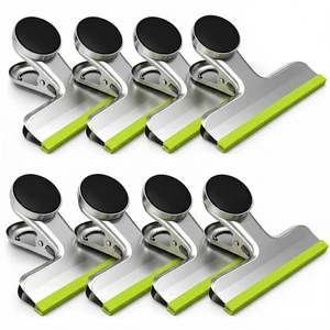 Magnetic Chip Clips, Stainless Steel Chip Bag Clips with Strong Magnet and Silicone Cover, Heavy Duty Food Bag Clip for Kitchen Storage, 8 Pack Green, 3 Inch Magnetic Chip Clips, Stainless Steel Chip Bag Clips with Strong Magnet and Silicone Cover, Heavy Duty Food Bag Clip for Kitchen Storage, 8 Pack Green, 3 Inch