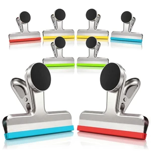 Magnetic Chip Clips, Stainless Steel Chip Bag Clips with Strong Magnet and Silicone Cover, Heavy Duty Food Bag Clips for Kitchen Storage, 8 Pack Color Coded, 3 Inch Magnetic Chip Clips, Stainless Steel Chip Bag Clips with Strong Magnet and Silicone Cover, Heavy Duty Food Bag Clips for Kitchen Storage, 8 Pack Color Coded, 3 Inch