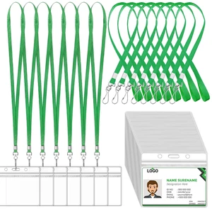 100 Sets Name Tag Lanyards Bulk, Plastic Badge Holders, Green Clear Plastic Horizontal Lanyard,Cruise Necklace,with ID Badge Holder,for Business School Events Conferences 100 Sets Name Tag Lanyards Bulk, Plastic Badge Holders, Green Clear Plastic Horizontal Lanyard,Cruise Necklace,with ID Badge Holder,for Business School Events Conferences