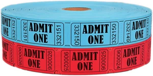 4000 Assorted Raffle Tickets Red & Blue Perforated 1" x 2" Admit One Perforated Admit One Design, Great for Carnivals, Door Prizes, Fundraisers & Drink Tickets 4000 Assorted Raffle Tickets Red & Blue Perforated 1" x 2" Admit One Perforated Admit One Design, Great for Carnivals, Door Prizes, Fundraisers & Drink Tickets