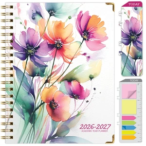 HARDCOVER Academic Year 2026-2027 Planner: 14 Months (May 2026 Through June 2027) 8.5"x 11" Daily Weekly Monthly Planner Yearly Agenda. Bookmark, Pocket Folder and Sticky Note Set (Rainbow Floral) HARDCOVER Academic Year 2026-2027 Planner: 14 Months (May 2026 Through June 2027) 8.5"x 11" Daily Weekly Monthly Planner Yearly Agenda. Bookmark, Pocket Folder and Sticky Note Set (Rainbow Floral)