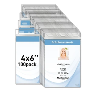 Vertical ID Badge Holders Waterproof Name Badge Holder 100 Pack Zipper Plastic Badge Holders with Soft Edge Design, Fits 4x6 Inch Inserts for ID Cards and Name Tags Vertical ID Badge Holders Waterproof Name Badge Holder 100 Pack Zipper Plastic Badge Holders with Soft Edge Design, Fits 4x6 Inch Inserts for ID Cards and Name Tags