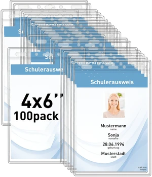 Vertical Card Holders 4x6 100 Pack Clear Open Top Badge Holders for ID Cards, Passports, Name Tags and Event Credentials Vertical Card Holders 4x6 100 Pack Clear Open Top Badge Holders for ID Cards, Passports, Name Tags and Event Credentials