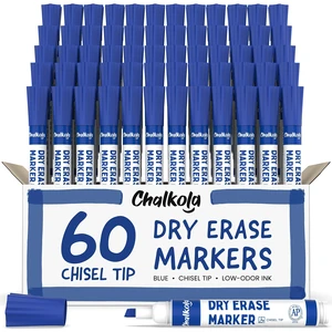 60 Blue Dry Erase Markers Bulk Pack, Low Odor Whiteboard Markers Blue Chisel Point White Dry Erase Pens for Kids, Home, Office, Back to School Supplies 60 Blue Dry Erase Markers Bulk Pack, Low Odor Whiteboard Markers Blue Chisel Point White Dry Erase Pens for Kids, Home, Office, Back to School Supplies