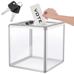 1 Pcs Acrylic Ballot Donation Box with Lock, 10x10x10 in Clear Raffle Container in Fundraising Events, Secure Slot with Key Lock, Suggestion Tip Jar, Transparent Acrylic Storage 1 Pcs Acrylic Ballot Donation Box with Lock, 10x10x10 in Clear Raffle Container in Fundraising Events, Secure Slot with Key Lock, Suggestion Tip Jar, Transparent Acrylic Storage