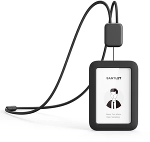 Lanyards for ID Badges Holder, Soft Silicone, Retractable Cord Clean Quiet Profile with 2 Card Slots, Safety Breakaway Buckle for Office Staff Teachers Employees Cruising, Vertical Black Lanyards for ID Badges Holder, Soft Silicone, Retractable Cord Clean Quiet Profile with 2 Card Slots, Safety Breakaway Buckle for Office Staff Teachers Employees Cruising, Vertical Black