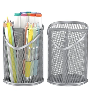2 Pack Pen Holder Mesh Round Pencil (Silver) 2 Pack Pen Holder Mesh Round Pencil (Silver)