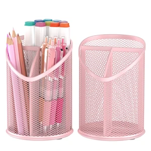 2 Pack Pen Holder Mesh Round Pencil (Pink) 2 Pack Pen Holder Mesh Round Pencil (Pink)