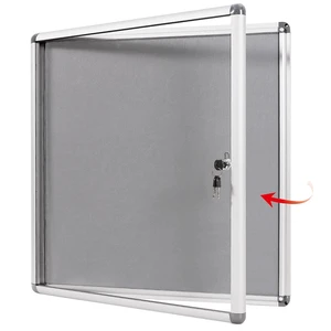 SWANCROWN 28x26 in Enclosed Bulletin Board, Message Noticeboard, Grey Felt 6xA4, Tamperproof, Shatterproof, with Locking Door, Silver Aluminum Frame, Display Board for Wall, Office School Business SWANCROWN 28x26 in Enclosed Bulletin Board, Message Noticeboard, Grey Felt 6xA4, Tamperproof, Shatterproof, with Locking Door, Silver Aluminum Frame, Display Board for Wall, Office School Business