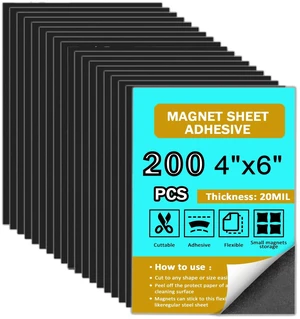 200 Pack, Adhesive Magnetic Sheets 4"X6", Ultra Thin 20 Mil For Photo Labels To Be Magnetic, Flexible Magnet Sheet For DIY Light Weight Crafts Card, Cuttable Magnets 200 Pack, Adhesive Magnetic Sheets 4"X6", Ultra Thin 20 Mil For Photo Labels To Be Magnetic, Flexible Magnet Sheet For DIY Light Weight Crafts Card, Cuttable Magnets