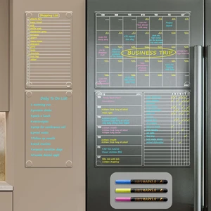 Non-Magnetic Calendar for Fridge-Clear Monthly Calendar,Weekly Planner,List and Blank Board -Reusable Board Sticks to Fridge,Wall,Door&Glass,Non Magnetic Fridge Calendar Non-Magnetic Calendar for Fridge-Clear Monthly Calendar,Weekly Planner,List and Blank Board -Reusable Board Sticks to Fridge,Wall,Door&Glass,Non Magnetic Fridge Calendar