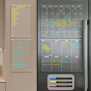 Non Magnetic Dry Erase Calendar for Fridge-Reusable Monthly&Weekly Planning Board, List and Blank Board for All Smooth Surfaces. Clear Reusable Board Sticks to Fridge,Wall,Door&Glass Non Magnetic Dry Erase Calendar for Fridge-Reusable Monthly&Weekly Planning Board, List and Blank Board for All Smooth Surfaces. Clear Reusable Board Sticks to Fridge,Wall,Door&Glass