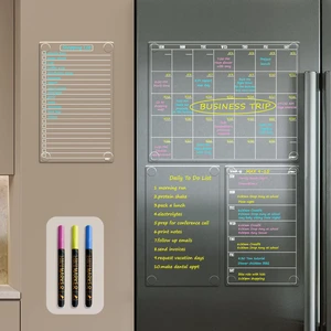 Non-Magnetic Dry Erase Monthly Calendar for Fridge-Clear Monthly Calendar, Weekly Planner, List and Blank Board. Clear Reusable Calendar Stick to Fridge,Cabinet,Door&Glass Non-Magnetic Dry Erase Monthly Calendar for Fridge-Clear Monthly Calendar, Weekly Planner, List and Blank Board. Clear Reusable Calendar Stick to Fridge,Cabinet,Door&Glass