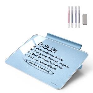 Small Desktop Whiteboard - Glass Dry Erase Board 8 X 6 Inches Tabletop Easel Whiteboard with Stand, Desk Board Buddy for Artist, Teacher and Student - Blue Gold Small Desktop Whiteboard - Glass Dry Erase Board 8 X 6 Inches Tabletop Easel Whiteboard with Stand, Desk Board Buddy for Artist, Teacher and Student - Blue Gold
