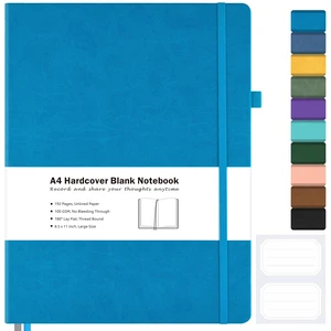 Blank Notebook Hardcover Sketchbook, 8.5" x 11" Blank Journal, Thick Paper Large Thick Paper Sketchbook for Drawing Art, Unlined Notebook Journal for Women Men, A4 Leather Sketchbook, Lay Flat, Blue Blank Notebook Hardcover Sketchbook, 8.5" x 11" Blank Journal, Thick Paper Large Thick Paper Sketchbook for Drawing Art, Unlined Notebook Journal for Women Men, A4 Leather Sketchbook, Lay Flat, Blue