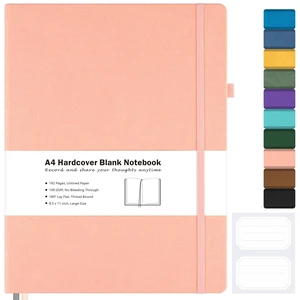 Blank Notebook Hardcover Sketchbook, 8.5" x 11" Blank Journal, Thick Paper Large Thick Paper Sketchbook for Drawing Art, Unlined Notebook Journal for Women Men, A4 Leather Sketchbook, Lay Flat, Pink Blank Notebook Hardcover Sketchbook, 8.5" x 11" Blank Journal, Thick Paper Large Thick Paper Sketchbook for Drawing Art, Unlined Notebook Journal for Women Men, A4 Leather Sketchbook, Lay Flat, Pink