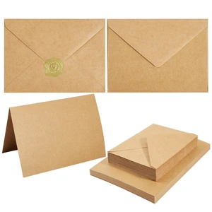 50 Pack Kraft Paper A7 Envelopes with Cards and Gold Stickers, 5x7 With Thick Folded Cardstock, For Greeting Cards, Wedding, Birthday, Invitations, Baby Showers 50 Pack Kraft Paper A7 Envelopes with Cards and Gold Stickers, 5x7 With Thick Folded Cardstock, For Greeting Cards, Wedding, Birthday, Invitations, Baby Showers