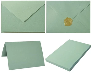 50 Pack Sage-Green A7 Envelopes with Cards and Gold Stickers, 5x7 With Thick Folded Cardstock, For Greeting Cards, Wedding, Birthday, Invitations, Baby Showers 50 Pack Sage-Green A7 Envelopes with Cards and Gold Stickers, 5x7 With Thick Folded Cardstock, For Greeting Cards, Wedding, Birthday, Invitations, Baby Showers