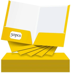 50 Pcs 2 Pocket Glossy Paper Folders Glossy Paper Laminated Portfolios, Letter Size, Presentation Folders with Pockets for Office Teacher Worker Supplies(Yellow Color) 50 Pcs 2 Pocket Glossy Paper Folders Glossy Paper Laminated Portfolios, Letter Size, Presentation Folders with Pockets for Office Teacher Worker Supplies(Yellow Color)