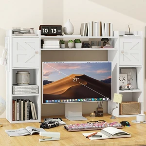 Desktop Bookshelf, Desk Shelf for Computer Desk, 45", 8 Tier Drawers, Adjustable Shelf, Desktop Hutch Organizer, Wood Display Rack, Countertop Storage, Home Office, College Dorm, White Desktop Bookshelf, Desk Shelf for Computer Desk, 45", 8 Tier Drawers, Adjustable Shelf, Desktop Hutch Organizer, Wood Display Rack, Countertop Storage, Home Office, College Dorm, White