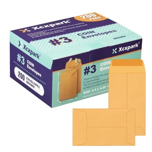 200PCS #3 Coin Envelopes 2.5x4.25 inches Brown Kraft Envelopes Classic Small Parts Gummed Flap for Coins, Cash, Credit Cards, Seeds 200PCS #3 Coin Envelopes 2.5x4.25 inches Brown Kraft Envelopes Classic Small Parts Gummed Flap for Coins, Cash, Credit Cards, Seeds
