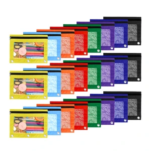 Pencil Pouch for 3 Ring Binder, 24 Pack Pencil Bags with Zipper, Large Capacity Pencil Case for Binder Assorted Color Pencil Case Pouch with Clear Window and Grommets Pencil Pocket for Office Supplies Pencil Pouch for 3 Ring Binder, 24 Pack Pencil Bags with Zipper, Large Capacity Pencil Case for Binder Assorted Color Pencil Case Pouch with Clear Window and Grommets Pencil Pocket for Office Supplies