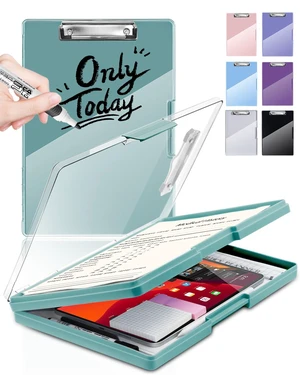 Clipboard with Storage, Nurse Dry Erase Clip Board, 8.5x11, Turquoise Dual Compartments, Clearview Dry Erase Panel, High Capacity Storage, Heavy Duty, Pen Holder, Side Opening, School/Office Use Clipboard with Storage, Nurse Dry Erase Clip Board, 8.5x11, Turquoise Dual Compartments, Clearview Dry Erase Panel, High Capacity Storage, Heavy Duty, Pen Holder, Side Opening, School/Office Use