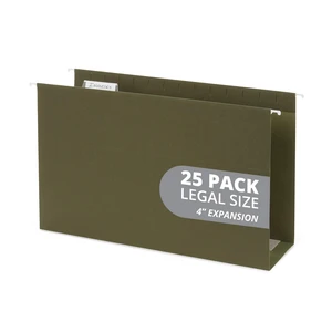 25 Legal Size Expandable Hanging File Folders, 4" Standard Green, 12.5pt, 4 in Expansion, Reinforced, Tabs Included, for Legal Charts, Files, and Manuals 25 Legal Size Expandable Hanging File Folders, 4" Standard Green, 12.5pt, 4 in Expansion, Reinforced, Tabs Included, for Legal Charts, Files, and Manuals