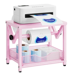 Label Holder for Rolls and Fanfold Labels, Metal Thermal Label Printer Holder with Drawer, Shipping Label Stand,Sticker Roll Holder for Home, Office, Small Business,Pink Label Holder for Rolls and Fanfold Labels, Metal Thermal Label Printer Holder with Drawer, Shipping Label Stand,Sticker Roll Holder for Home, Office, Small Business,Pink