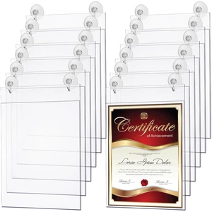 12 Pcs Window Sign Holder Suction Cups, Acrylic Door Sign Holder 8.5 x 11 Inch, Clear Hanging, Certificate Menu Display, No Drilling, Glass Surface Office School Store Restaurant 12 Pcs Window Sign Holder Suction Cups, Acrylic Door Sign Holder 8.5 x 11 Inch, Clear Hanging, Certificate Menu Display, No Drilling, Glass Surface Office School Store Restaurant