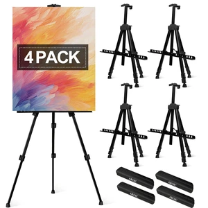 4 Pack Painting Display Easel Stand Portable Adjustable Metal Tripod Artist Canvases Height from 20 to 66 In Extra for Table-Top/Floor, Draw and Display, Black with 4 Storage Bag 4 Pack Painting Display Easel Stand Portable Adjustable Metal Tripod Artist Canvases Height from 20 to 66 In Extra for Table-Top/Floor, Draw and Display, Black with 4 Storage Bag