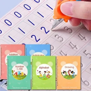 Magic Grooved Writing Practice for Kids Ages 3-8 Reusable Tracing Workbook Magic Copybook Set with Disappearing Ink Pens for Preschool Learning Magic Grooved Writing Practice for Kids Ages 3-8 Reusable Tracing Workbook Magic Copybook Set with Disappearing Ink Pens for Preschool Learning