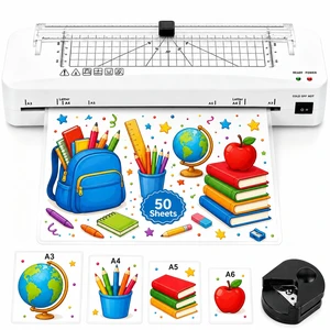 Laminator, A3 Laminator Machine with Built-in Trimmer 70 Seconds Fast Warm-Up with NTC Temperature Control, Cold and Thermal Laminating with 50 Sheets, for Home Office School Laminator, A3 Laminator Machine with Built-in Trimmer 70 Seconds Fast Warm-Up with NTC Temperature Control, Cold and Thermal Laminating with 50 Sheets, for Home Office School