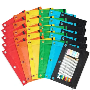 Pencil Pouch for 3 Ring Binder, 30 Pack Pencil Pouches Bulk in 6 Colors, Binder Pencil Pouch with Smooth Zipper, Zipper Pencil Pouches, 3 Ring Binder Pencil Pouches, Clear Window Pencil Case Pencil Pouch for 3 Ring Binder, 30 Pack Pencil Pouches Bulk in 6 Colors, Binder Pencil Pouch with Smooth Zipper, Zipper Pencil Pouches, 3 Ring Binder Pencil Pouches, Clear Window Pencil Case
