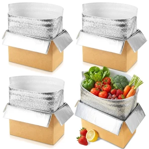 4 Pack Insulated Shipping Boxes with Foil Liner Bags, Reusable Thermal Cooler Mailing Cartons for Cold Pack Shipping, Hot & Frozen Food Delivery, 12''x5.5''x7.5'' 4 Pack Insulated Shipping Boxes with Foil Liner Bags, Reusable Thermal Cooler Mailing Cartons for Cold Pack Shipping, Hot & Frozen Food Delivery, 12''x5.5''x7.5''